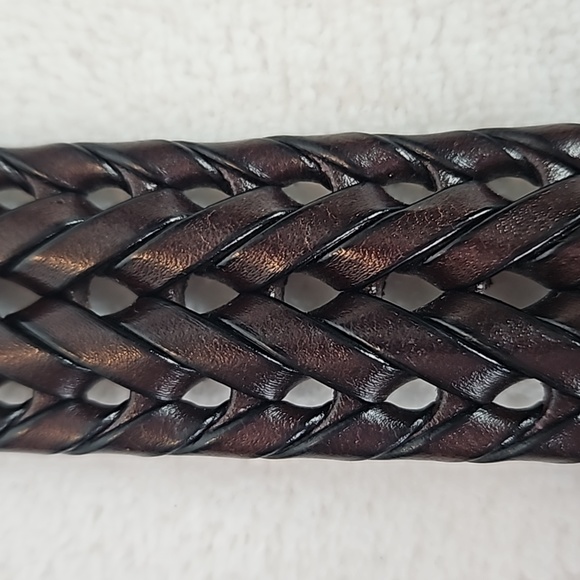 Fossil | Men's Classic Brown Woven Roller Leather Silver Tone Buckle Belt Sz 38 - Picture 10 of 13